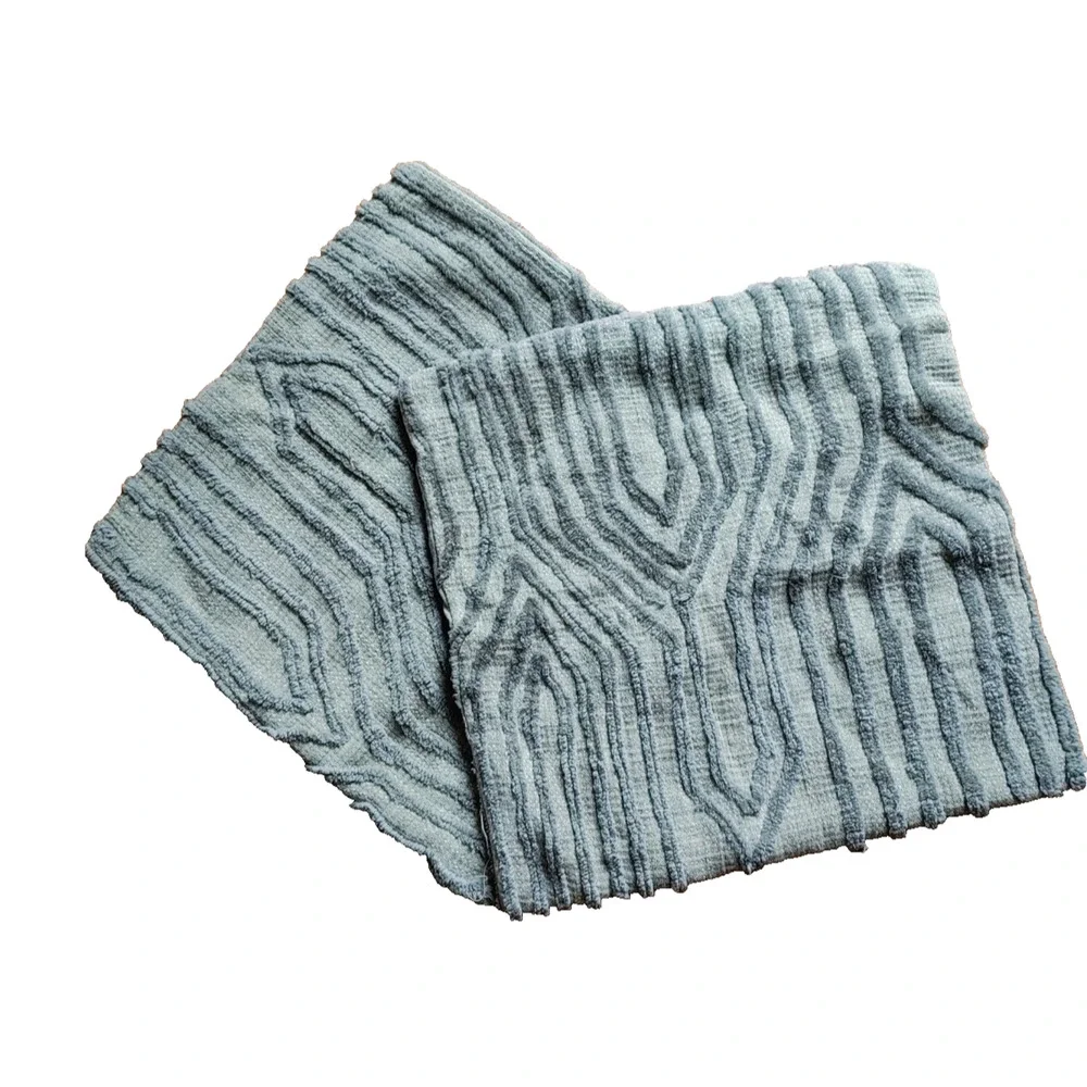 (2) Pier 1 Imports Throw Pillows Covers Shams Gray Cotton Geometric Textured